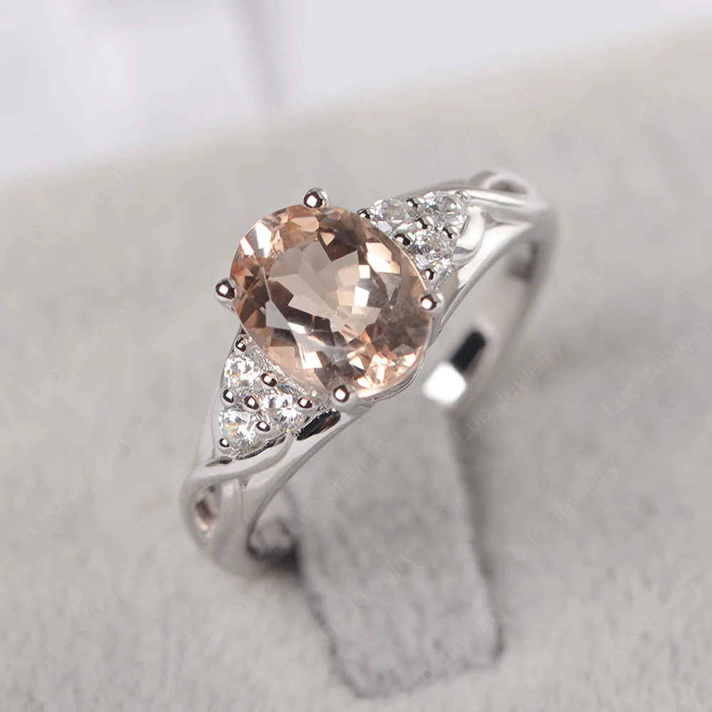 Oval Morganite Twist Engagement Ring