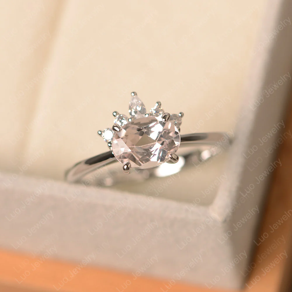 Half Sunburst Oval Morganite Ring
