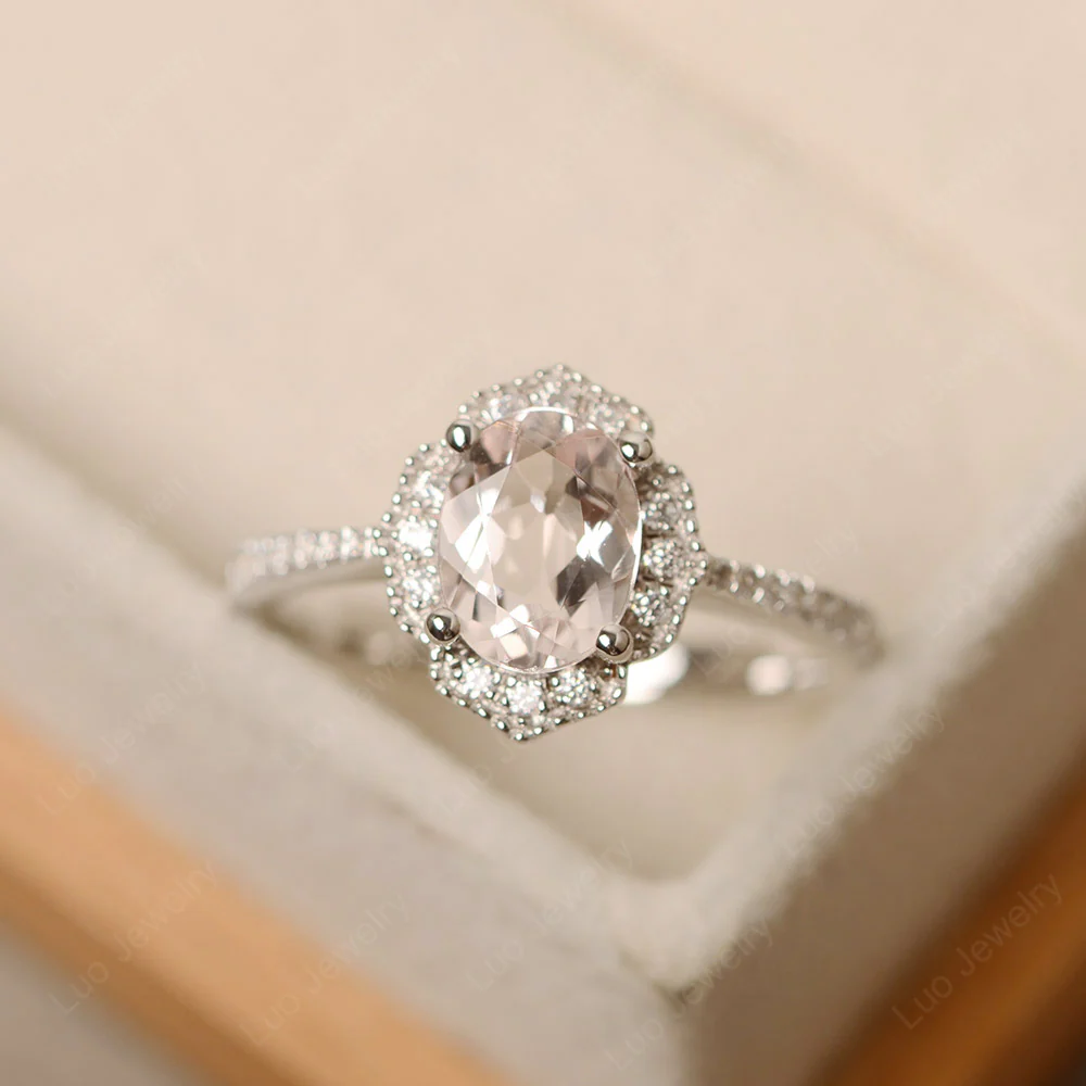 Milgrain Halo Morganite Engagement Ring