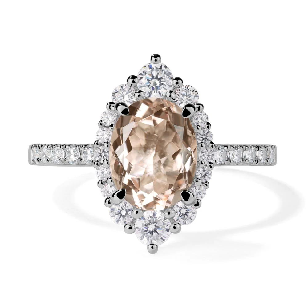 Oval Morganite Halo Cluster Ring - Image 6