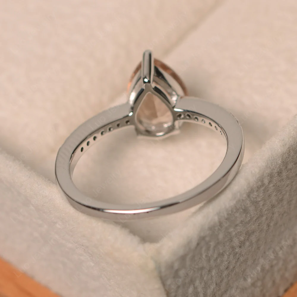 Morganite Pear Pave Engagement Ring - Image 3