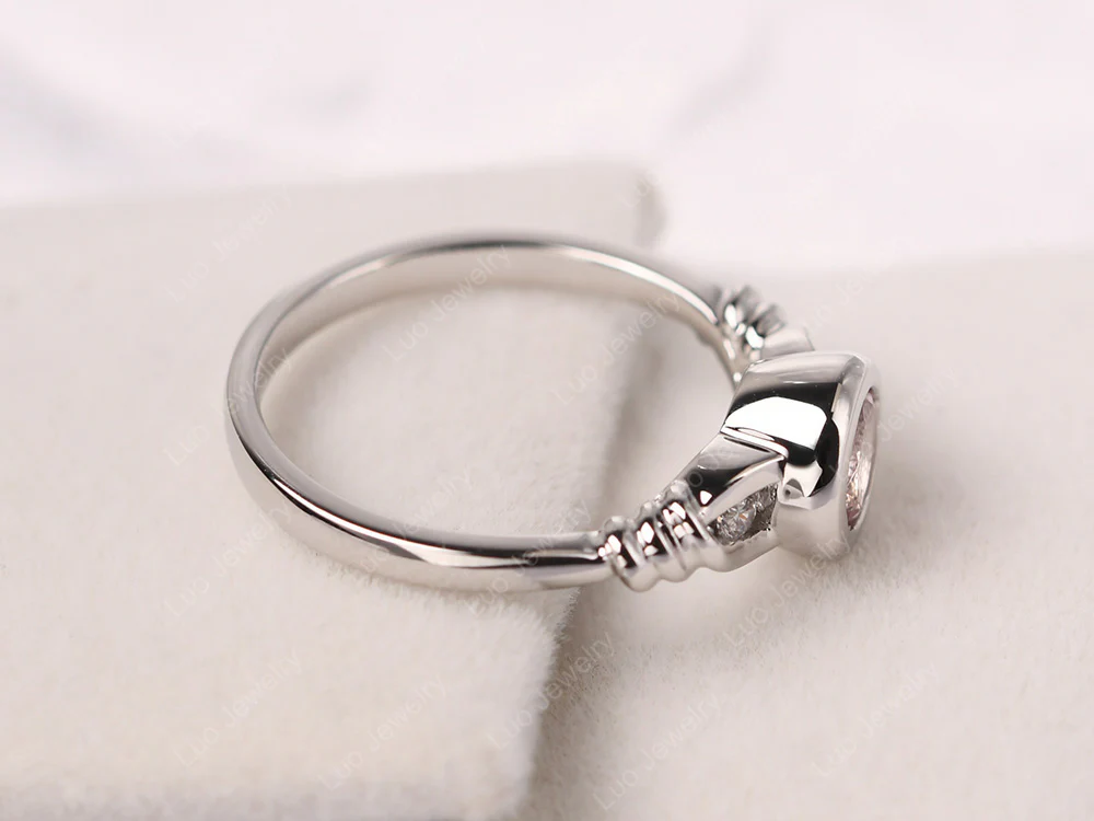 Morganite Ring Round Bezel Engagement Ring - Image 4