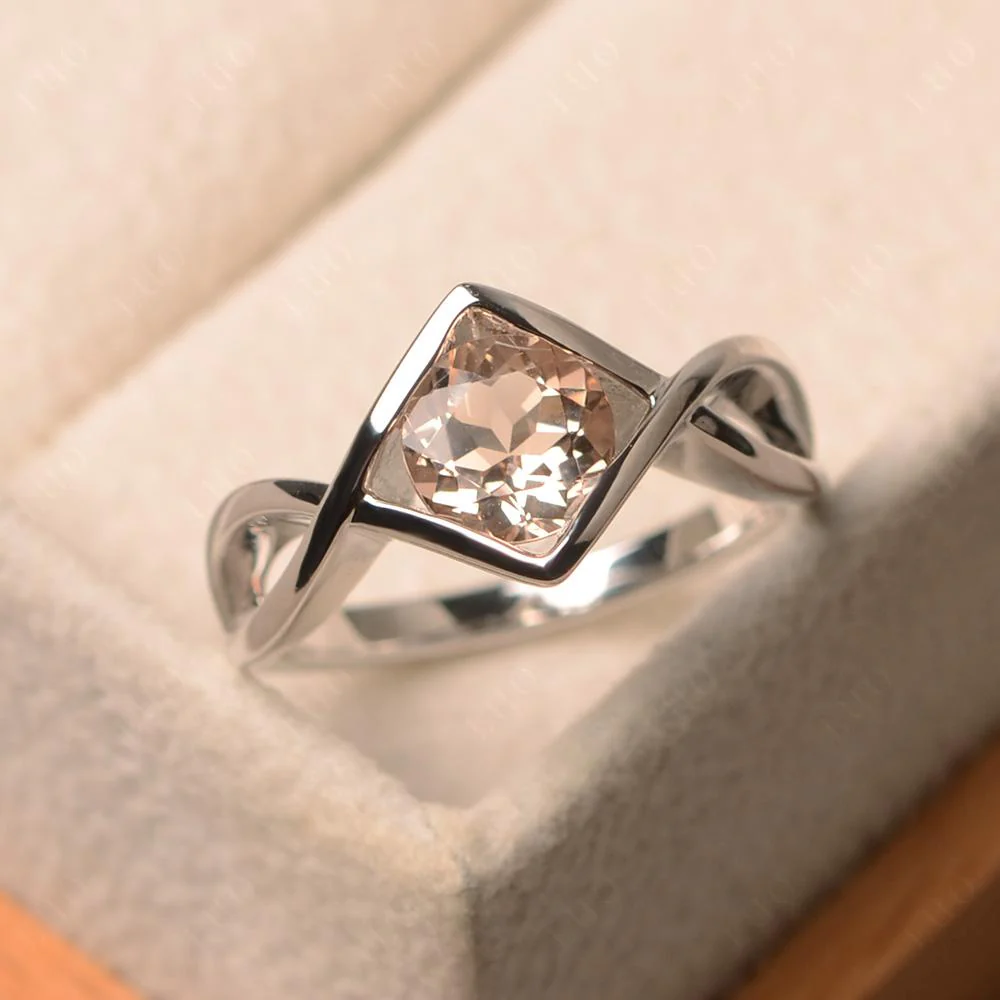 Morganite Bezel Set Infinity Solitaire Ring - Image 10