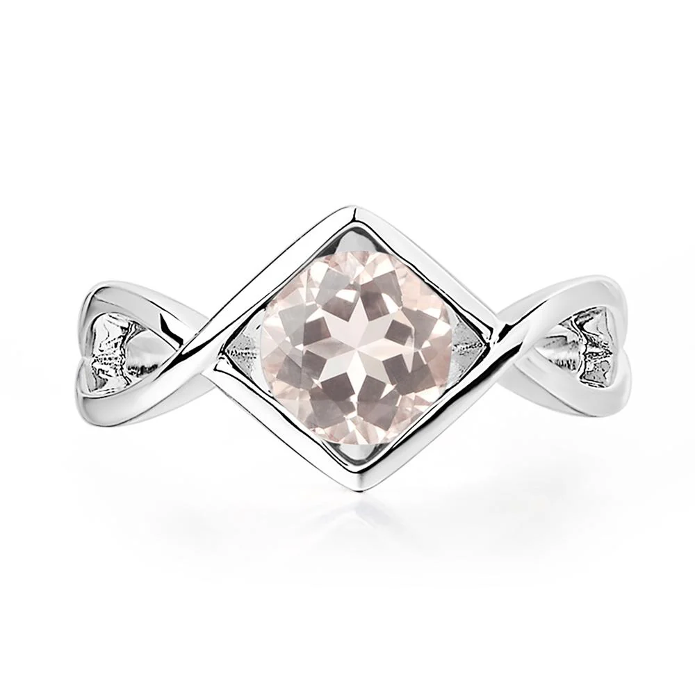 Morganite Bezel Set Infinity Solitaire Ring - Image 4