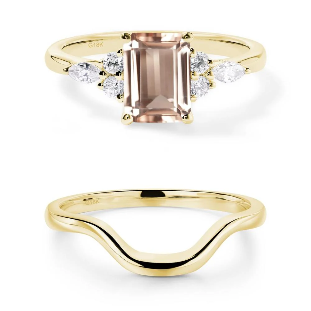 Simple Emerald Cut Morganite Ring - Image 11
