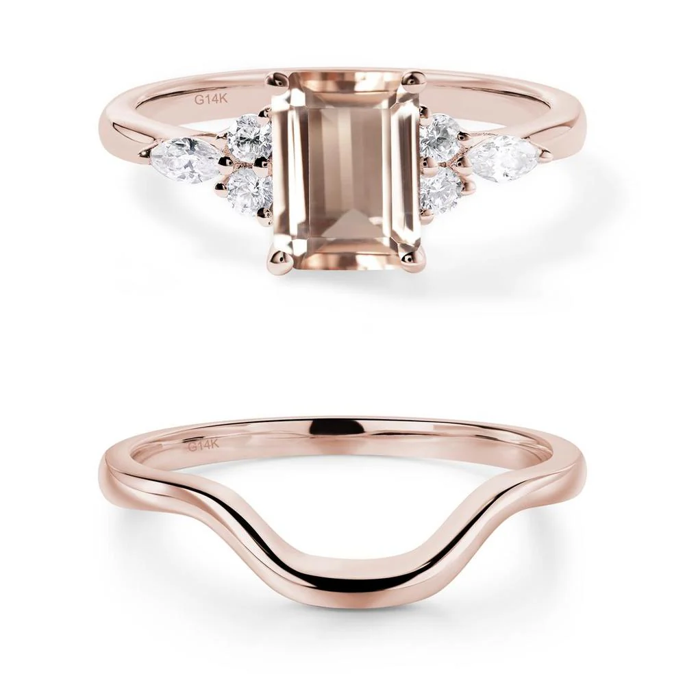 Simple Emerald Cut Morganite Ring - Image 17