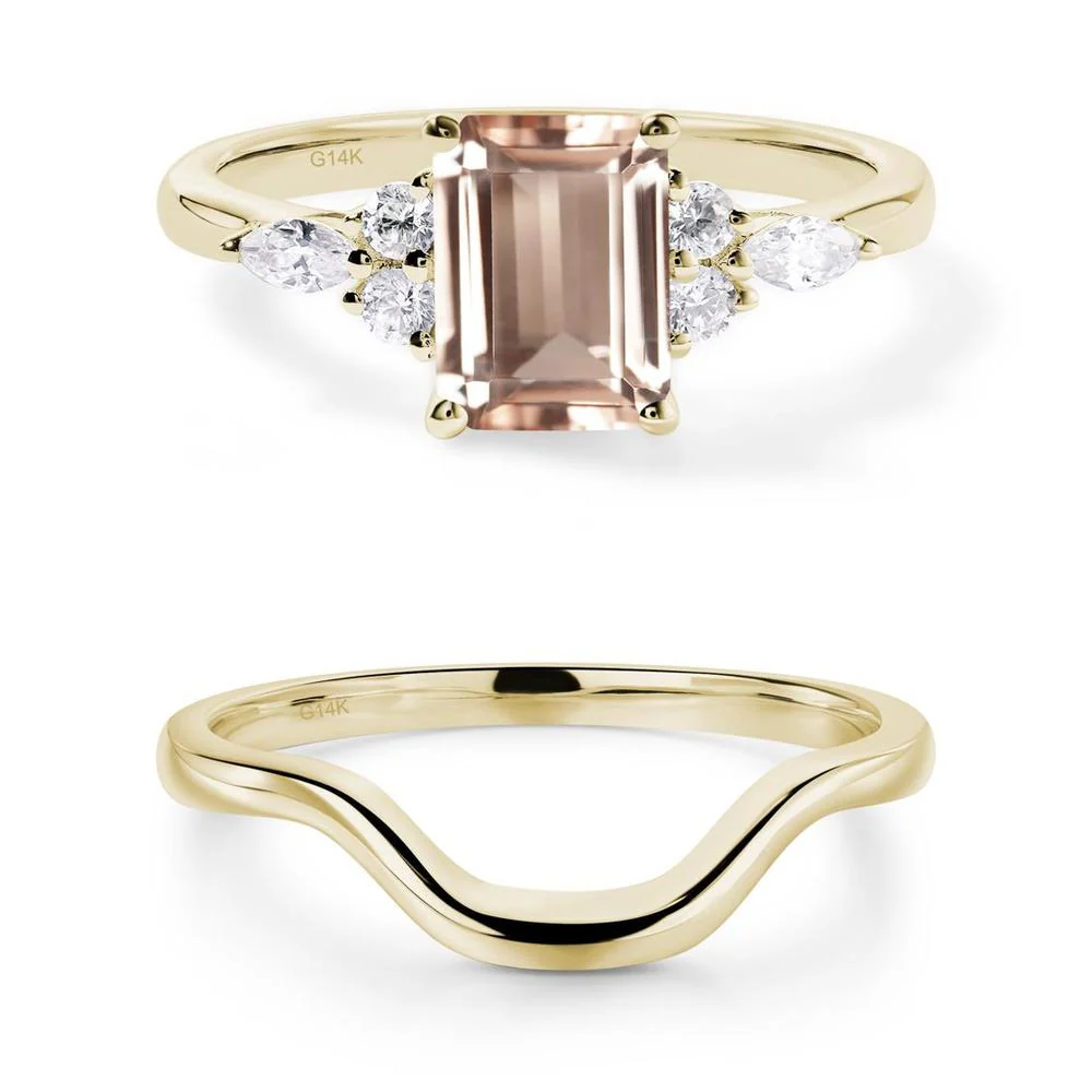 Simple Emerald Cut Morganite Ring - Image 23