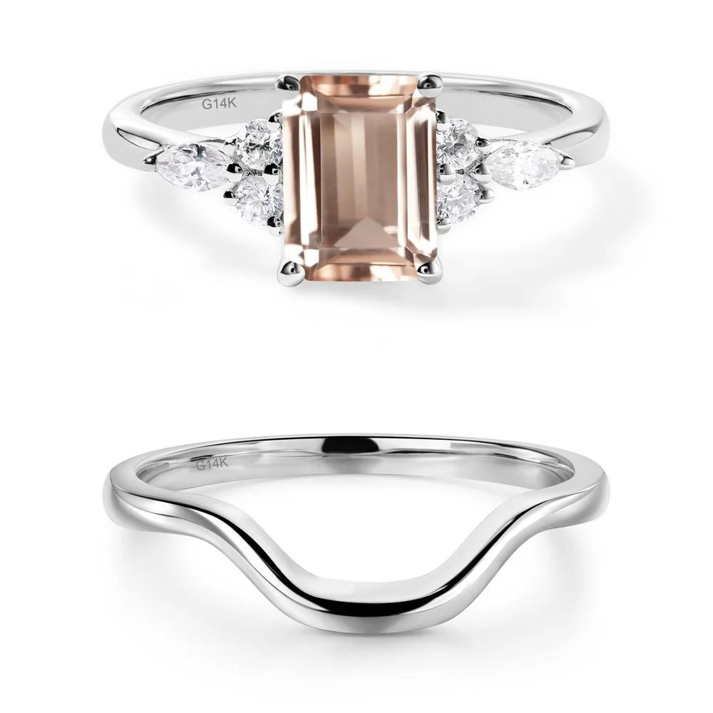Simple Emerald Cut Morganite Ring - Image 27