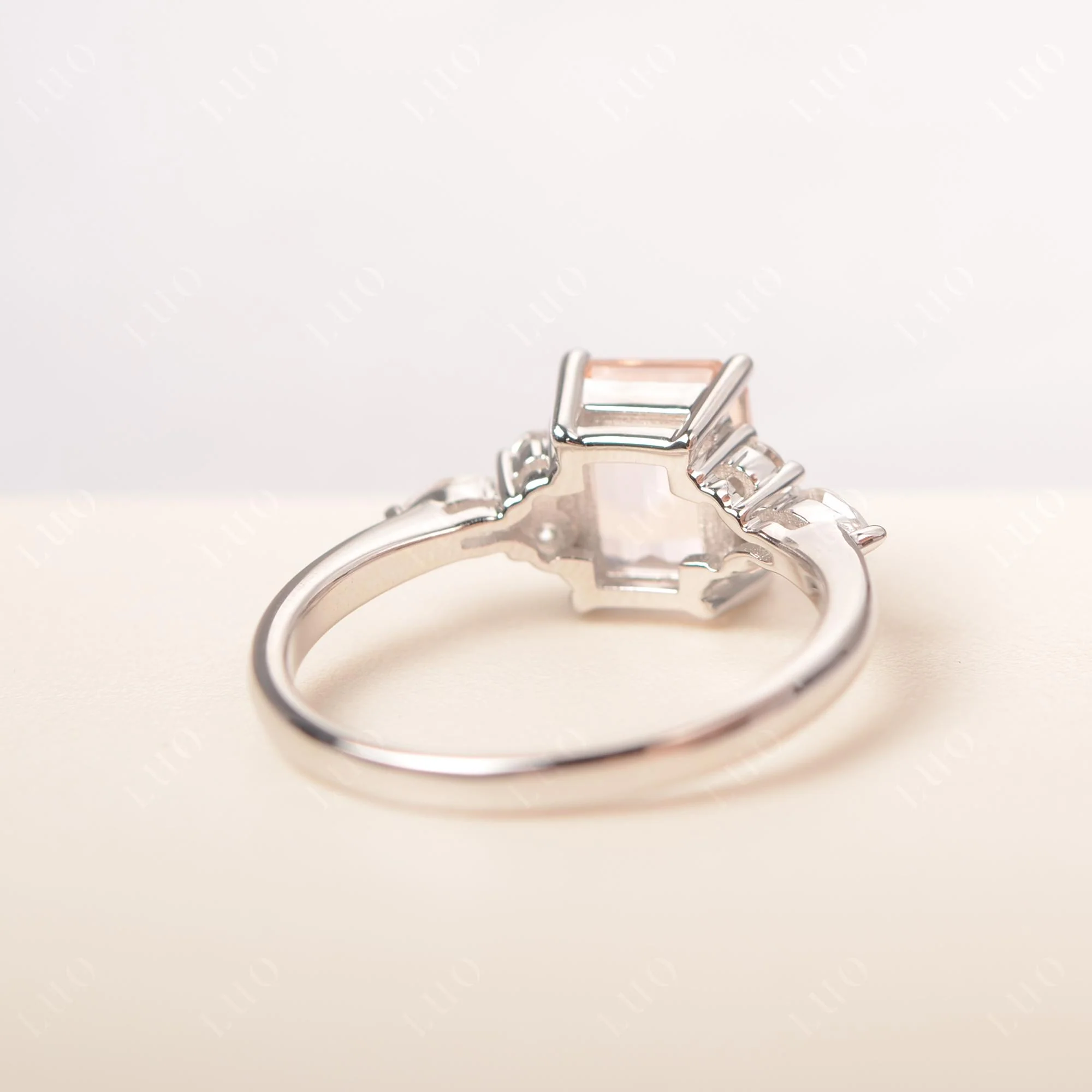 Simple Emerald Cut Morganite Ring - Image 31