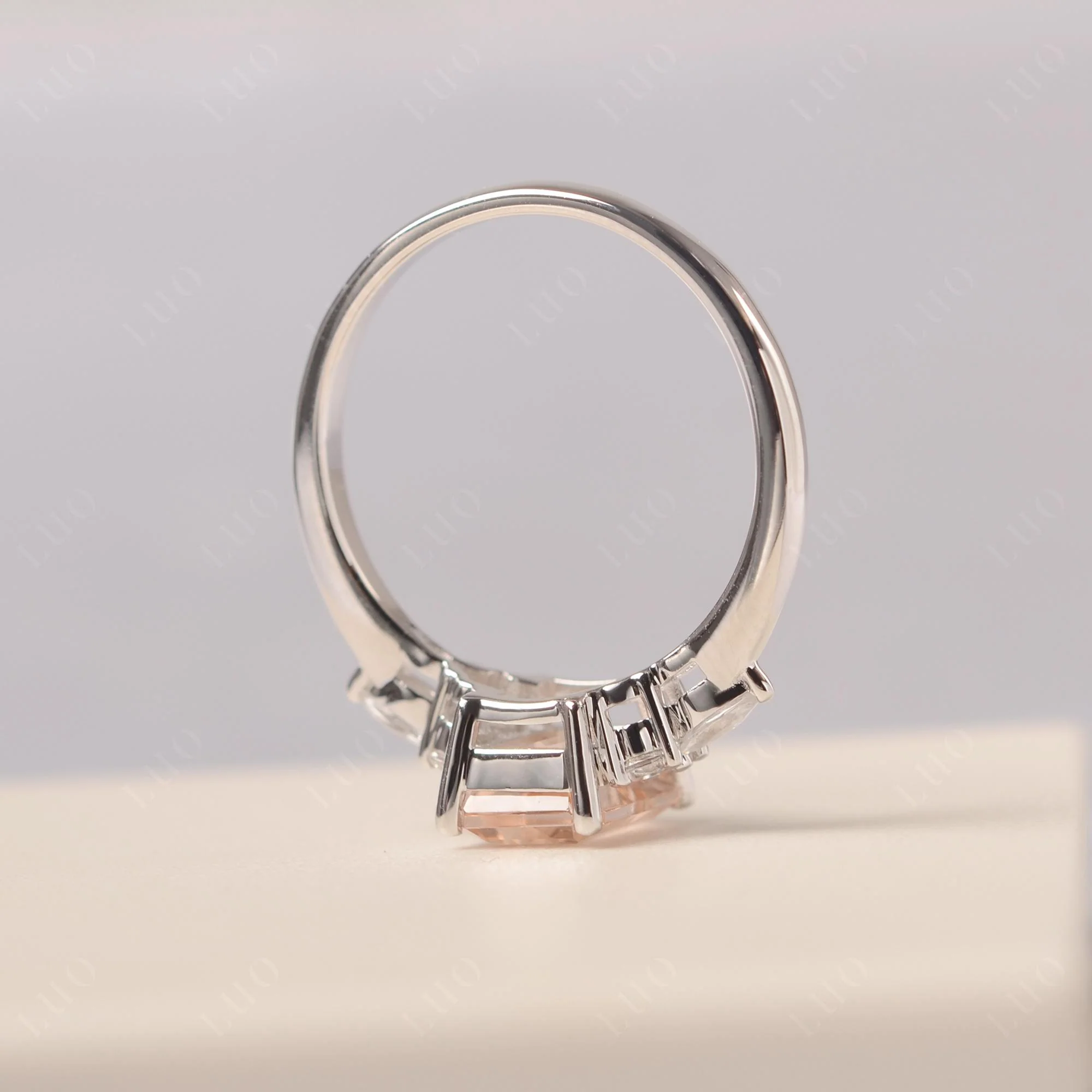 Simple Emerald Cut Morganite Ring - Image 32