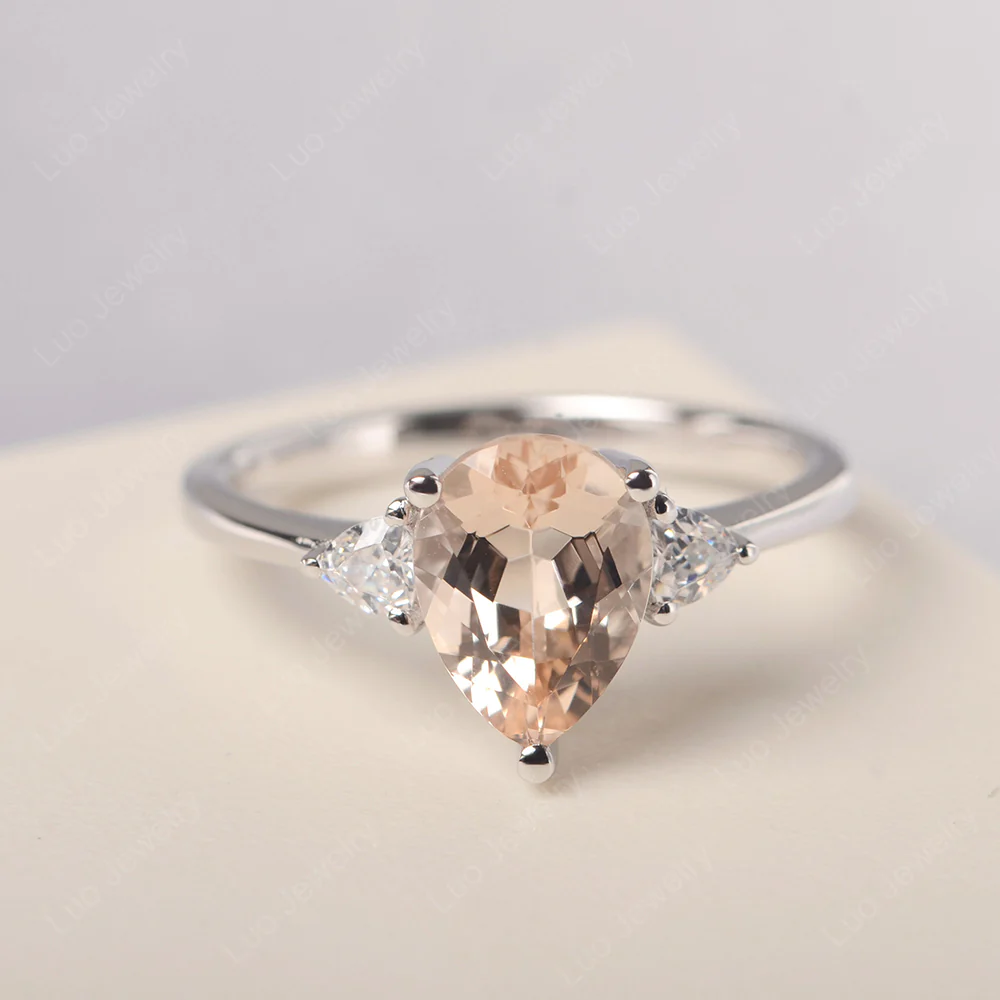 Teardrop Morganite Trilogy Ring