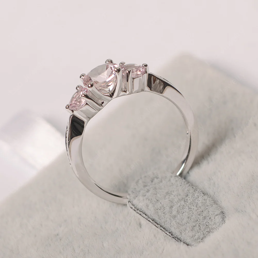 Morganite Three Stone Engagement Ring - Image 2