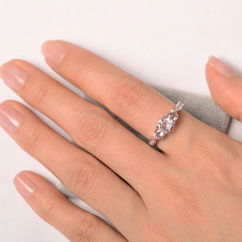 Morganite Three Stone Engagement Ring - Image 3