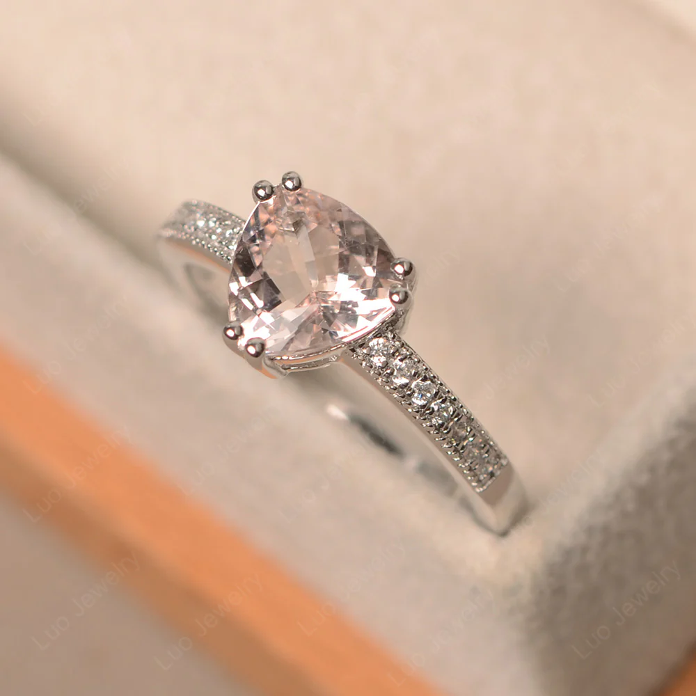 Trillion Cut Morganite Double Prong Ring - Image 2