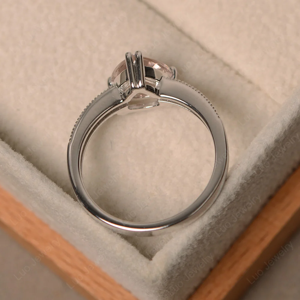 Trillion Cut Morganite Double Prong Ring - Image 3