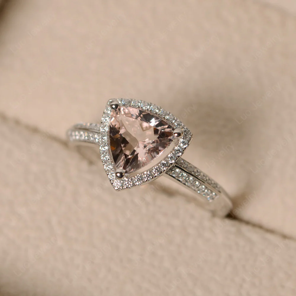 Luxury Morganite Halo Engagement Ring - Image 3