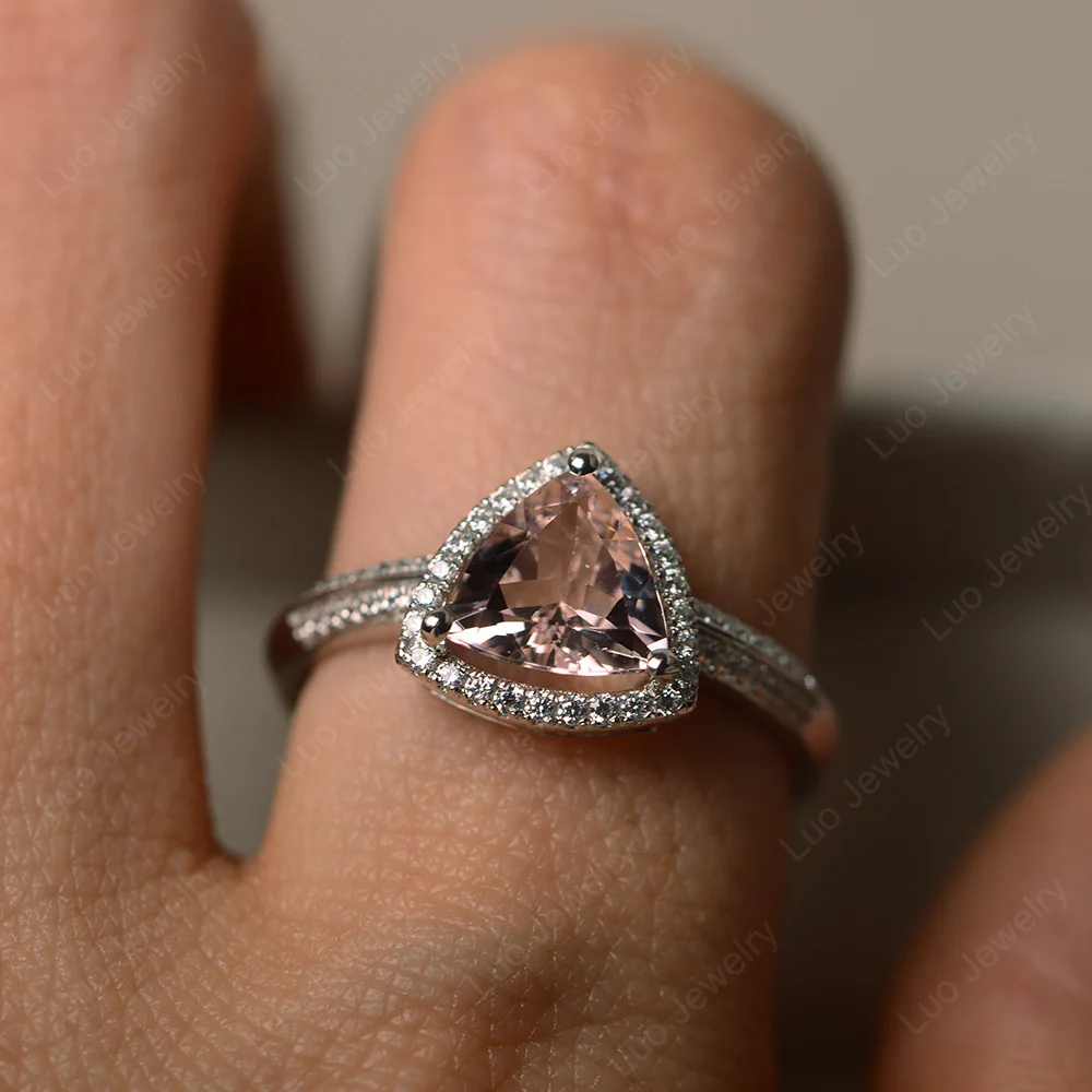 Luxury Morganite Halo Engagement Ring - Image 4