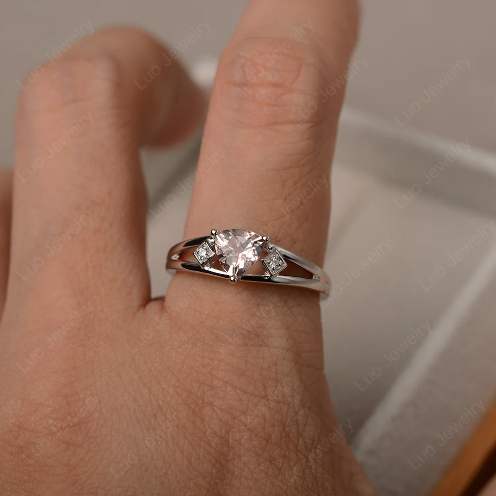Trillion Cut Morganite Engagement Ring - Image 4