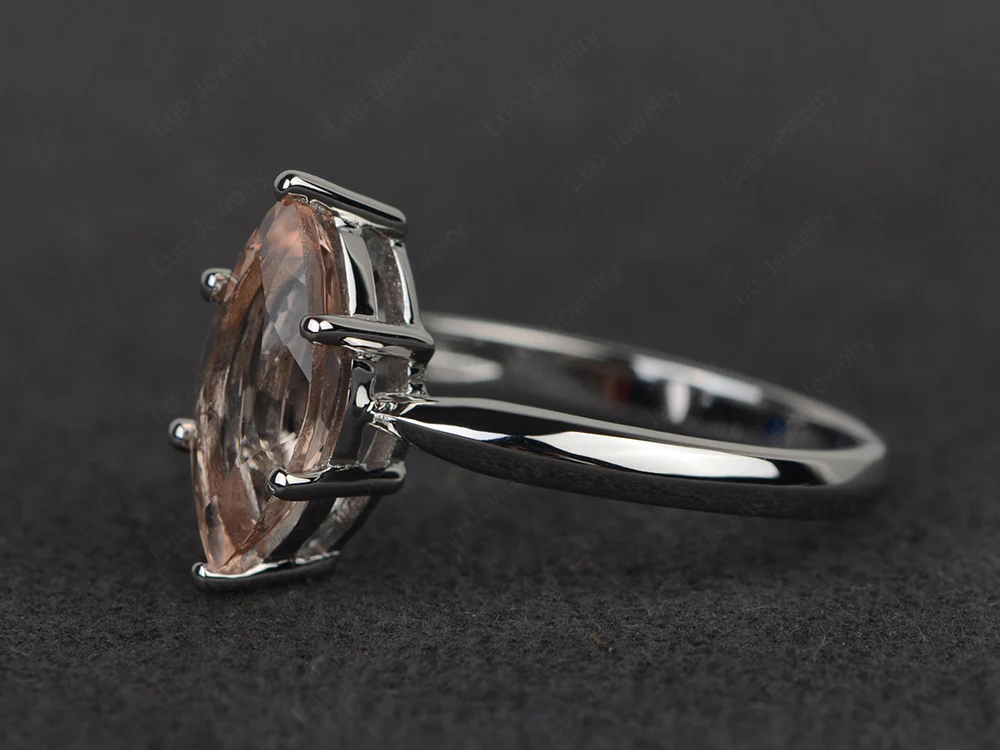 Marquise Cut Six Prong Morganite Ring - Image 2