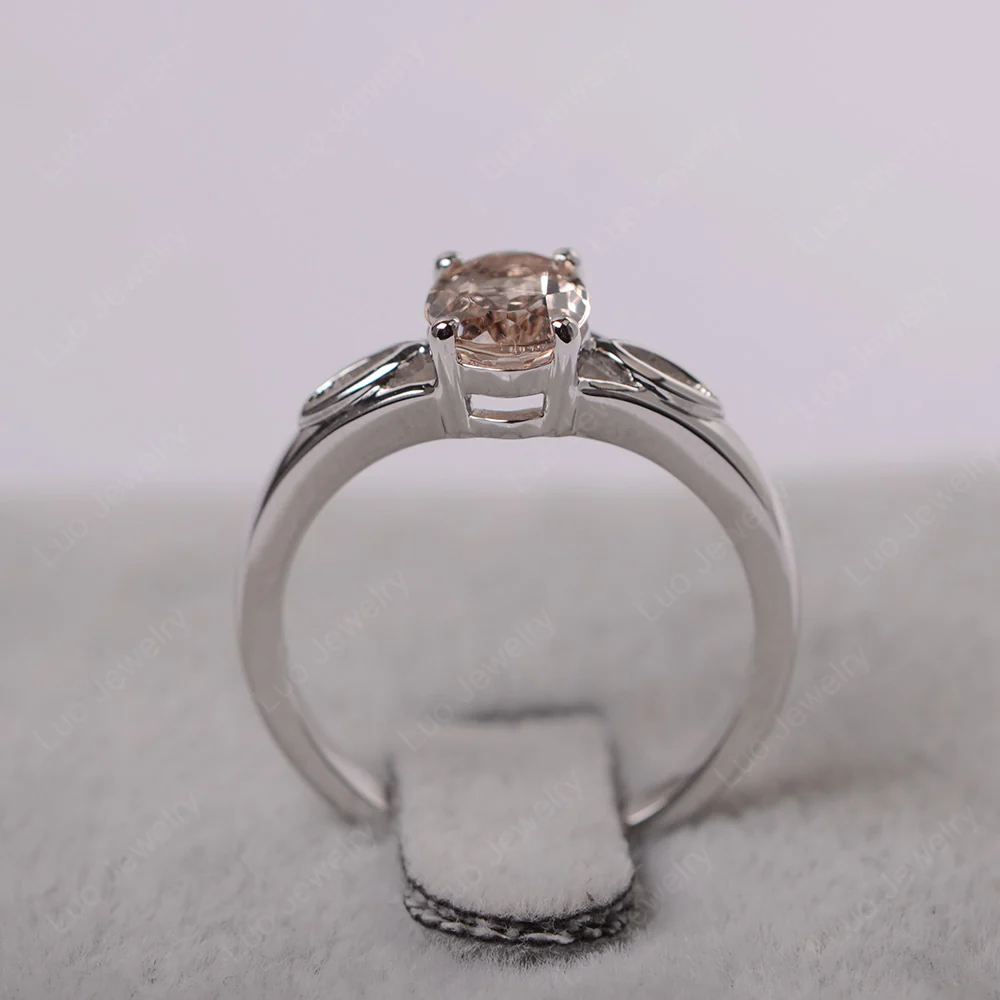 Oval Morganite Solitaire Split Shank Ring - Image 3