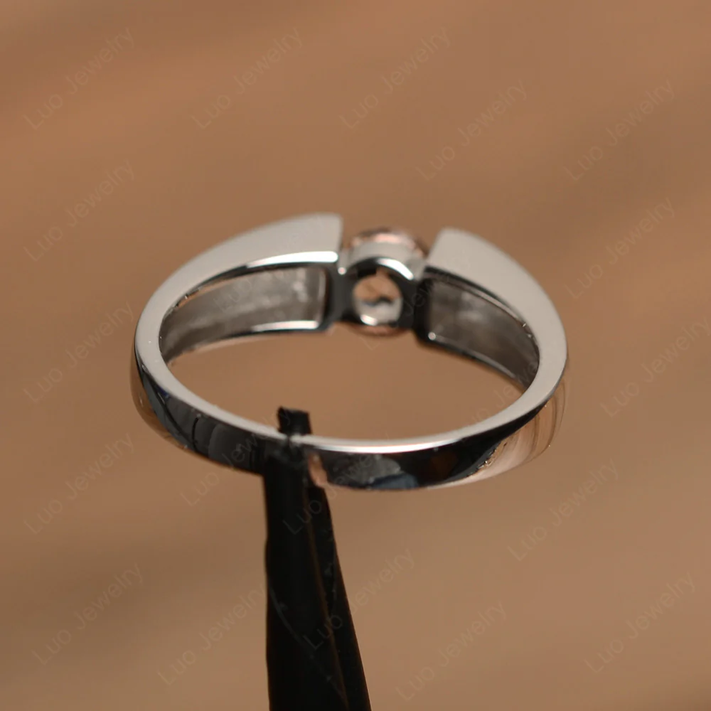 Morganite Solitaire Wide Band Ring - Image 3