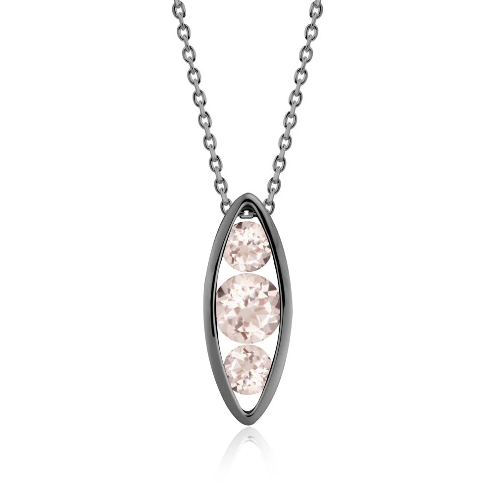 Morganite Three-Stone Marquise Pendant Necklace