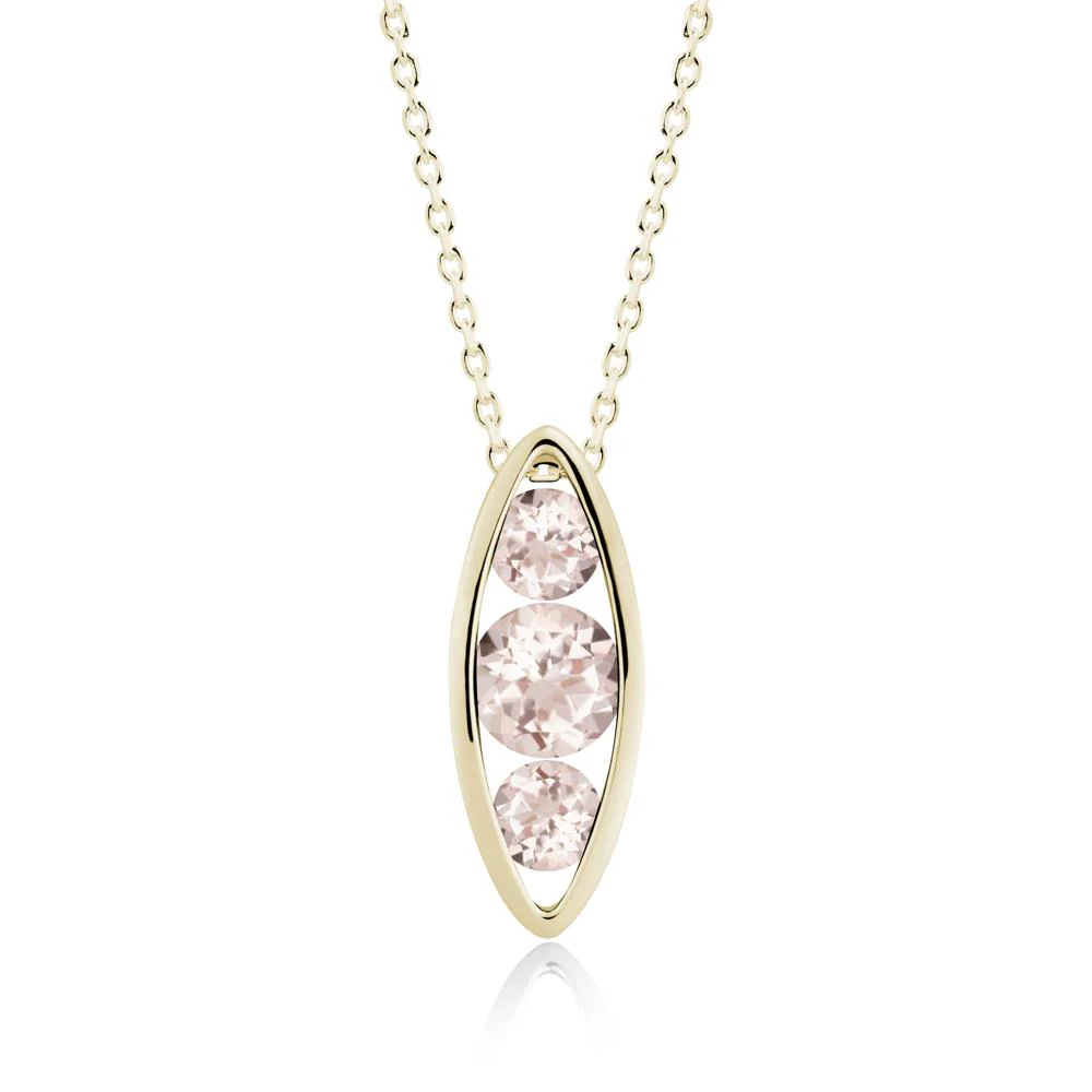Morganite Three-Stone Marquise Pendant Necklace - Image 2