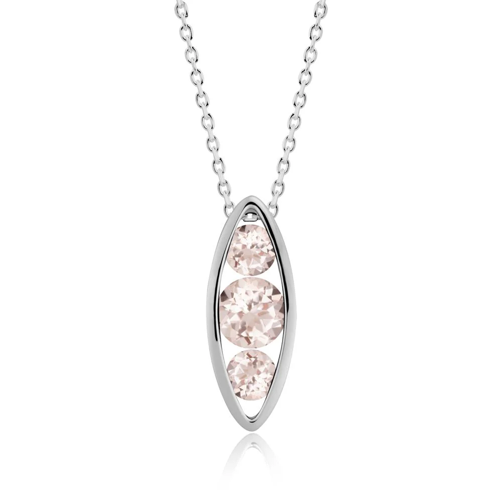 Morganite Three-Stone Marquise Pendant Necklace - Image 5