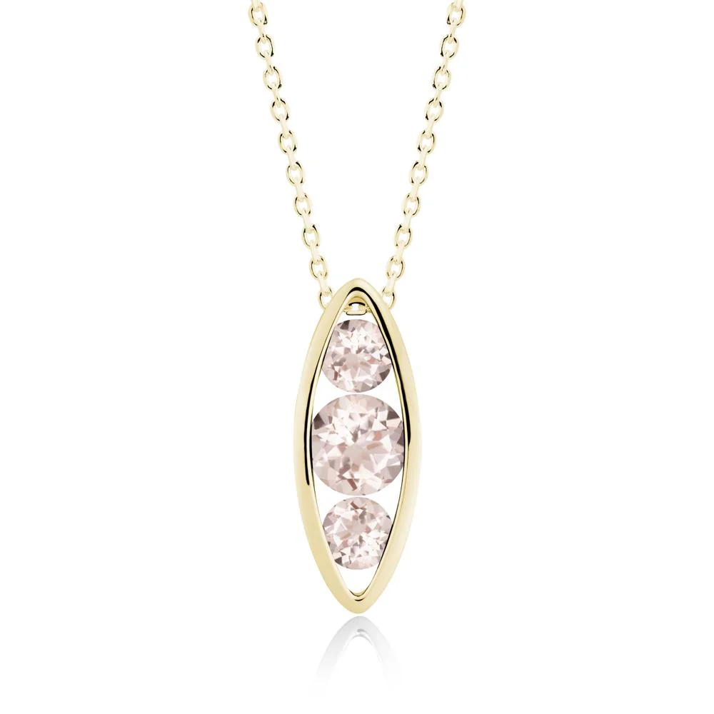 Morganite Three-Stone Marquise Pendant Necklace - Image 6