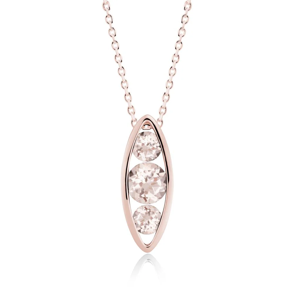 Morganite Three-Stone Marquise Pendant Necklace - Image 8