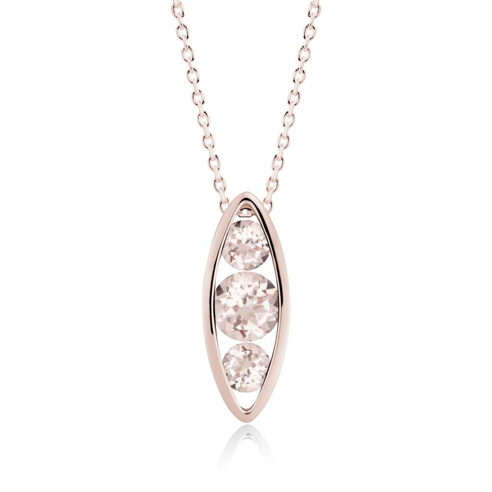 Morganite Three-Stone Marquise Pendant Necklace - Image 9