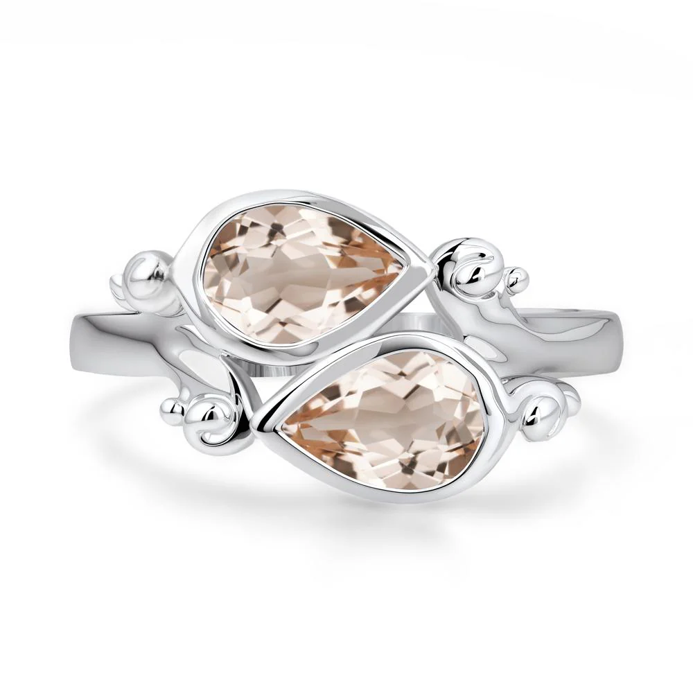 Morganite Two Stone Bezel Set Ring - Image 8