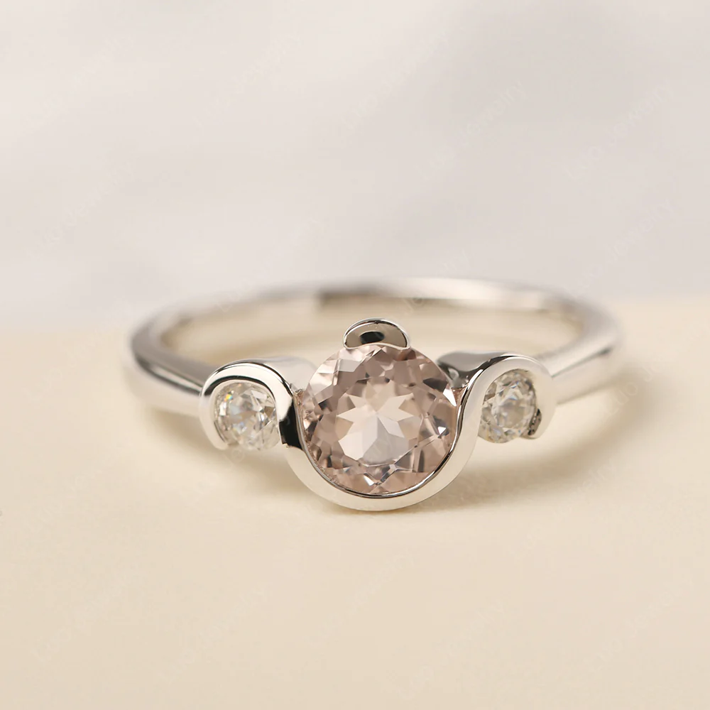 Morganite Vintage Bezel Set Engagement Ring