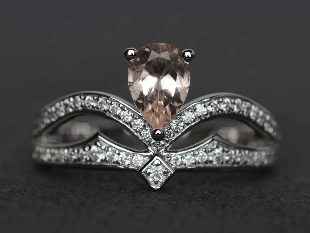Morganite Pear Shaped Tiara Ring