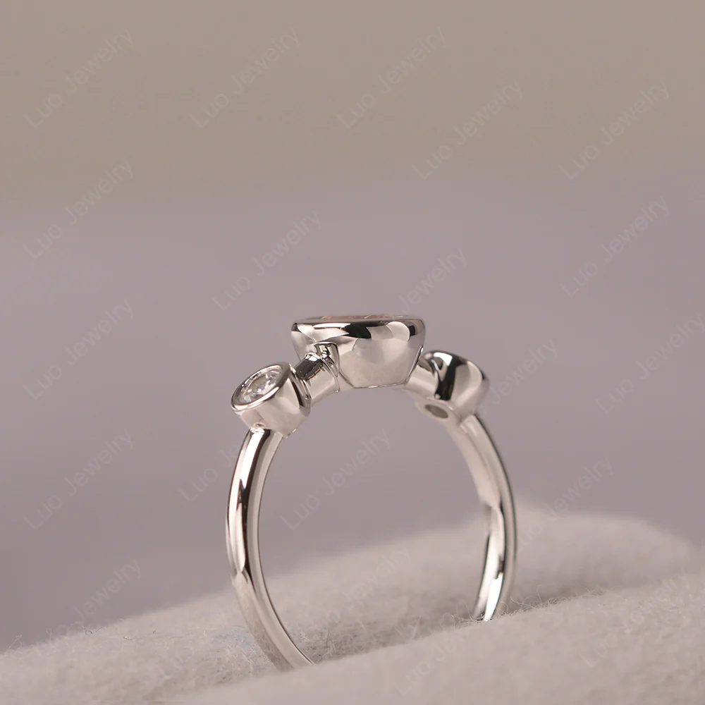 Morganite 3 Stone Bezel Set Ring - Image 4