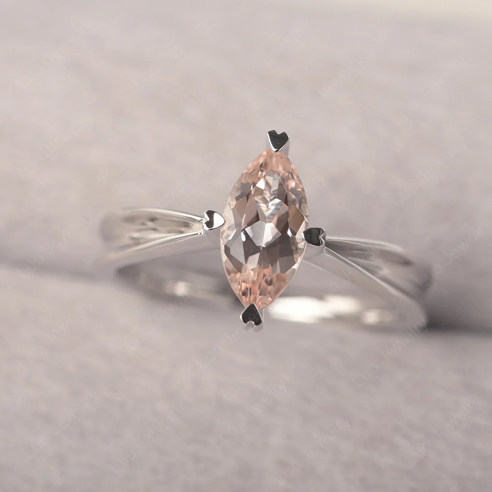 Marquise Morganite Concave Ring