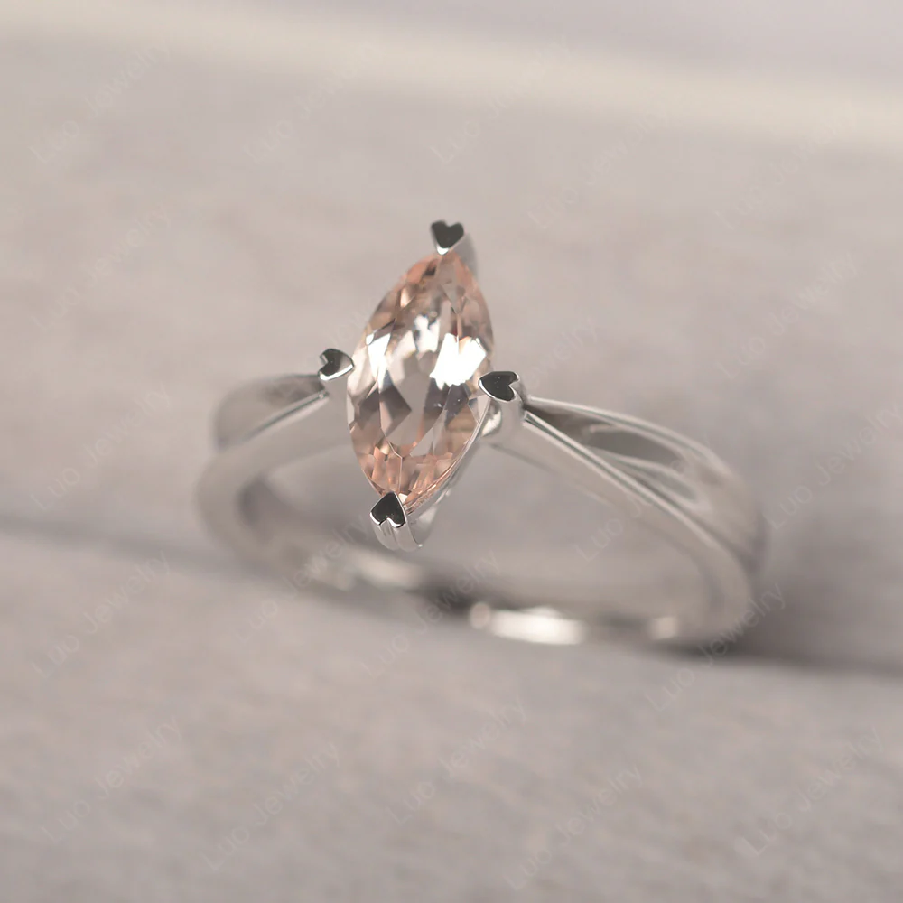 Marquise Morganite Concave Ring - Image 2