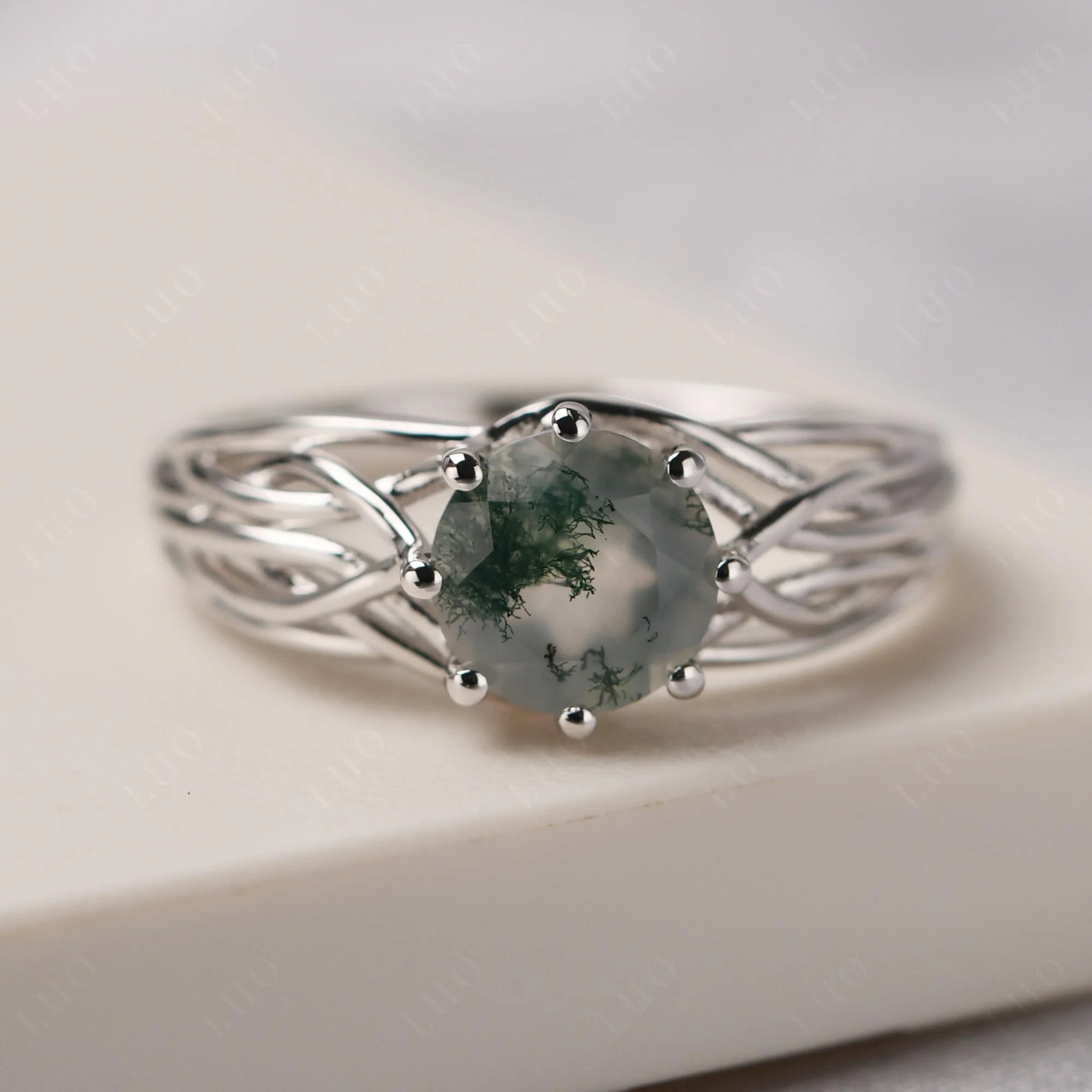Moss Agate Intertwined Ring - Image 10