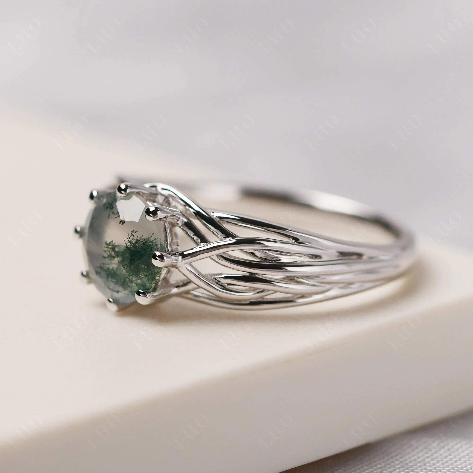 Moss Agate Intertwined Ring - Image 11
