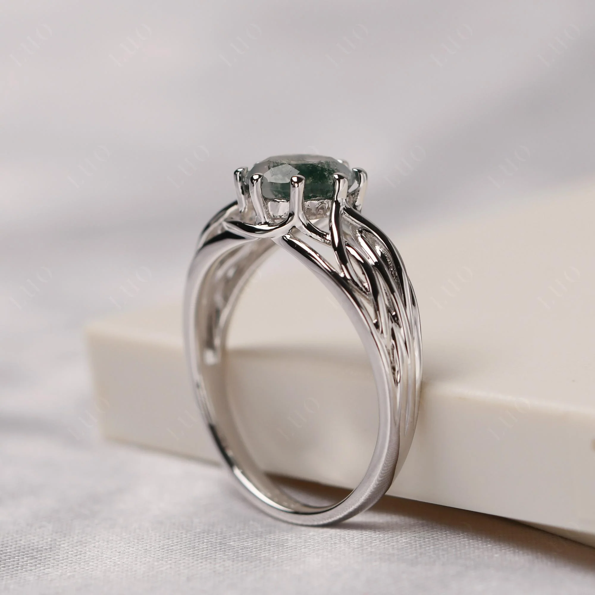 Moss Agate Intertwined Ring - Image 13