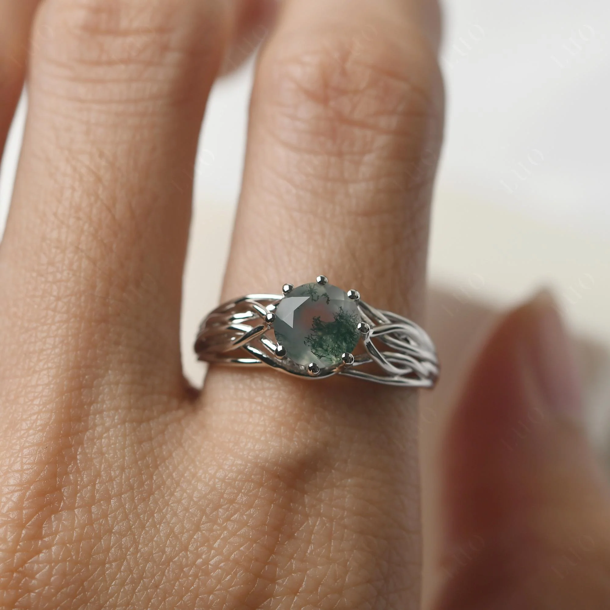 Moss Agate Intertwined Ring - Image 14