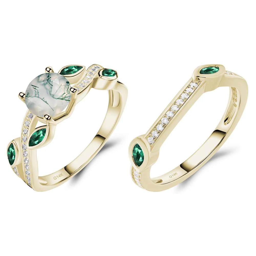 Moss Agate Twisted Leaf Engagement Ring - Image 15