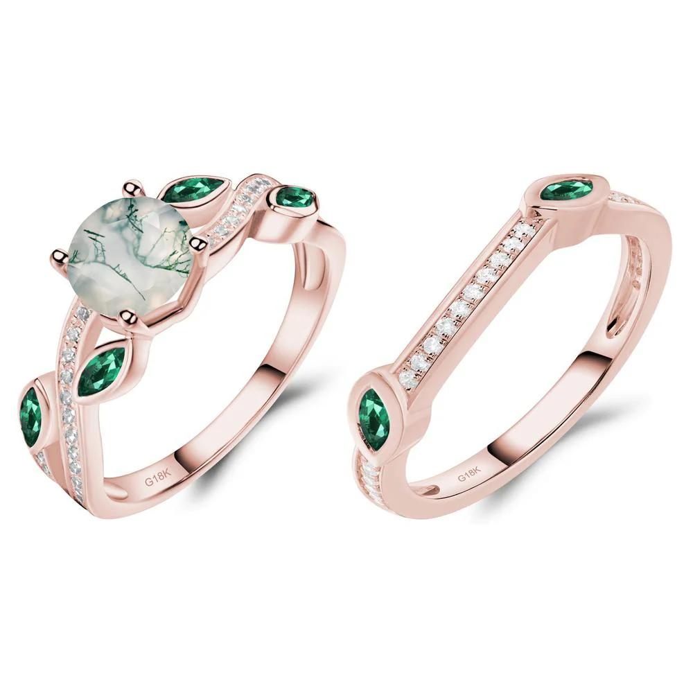 Moss Agate Twisted Leaf Engagement Ring - Image 17