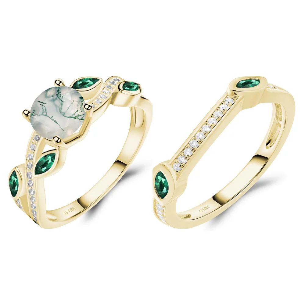 Moss Agate Twisted Leaf Engagement Ring - Image 21