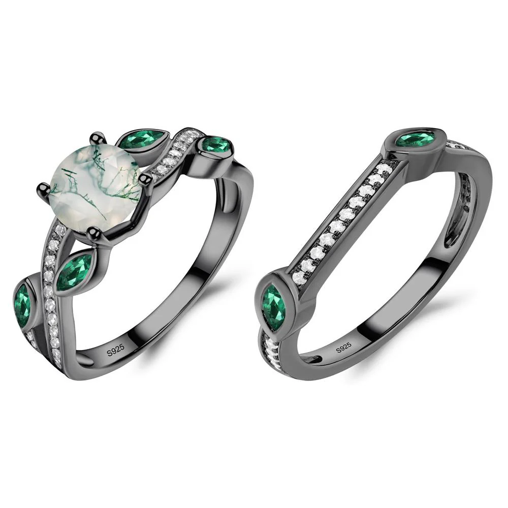 Moss Agate Twisted Leaf Engagement Ring - Image 23