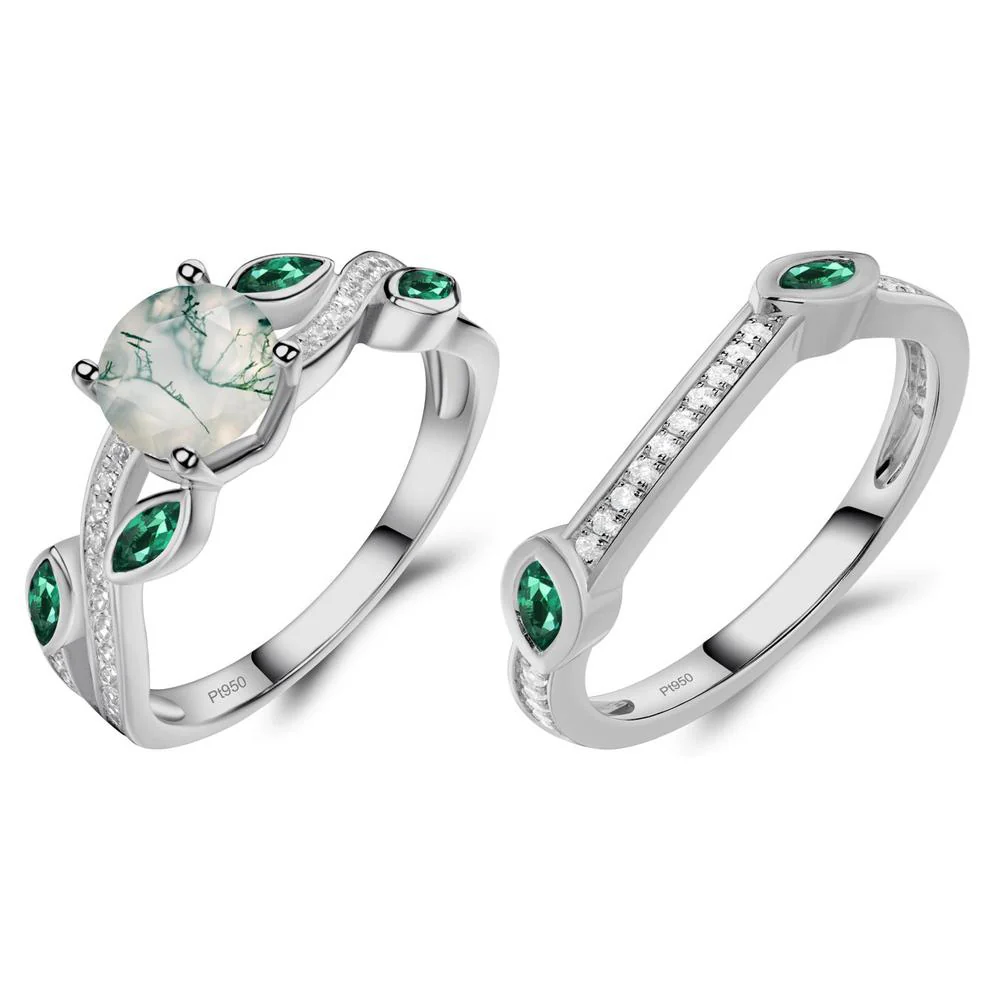 Moss Agate Twisted Leaf Engagement Ring - Image 25