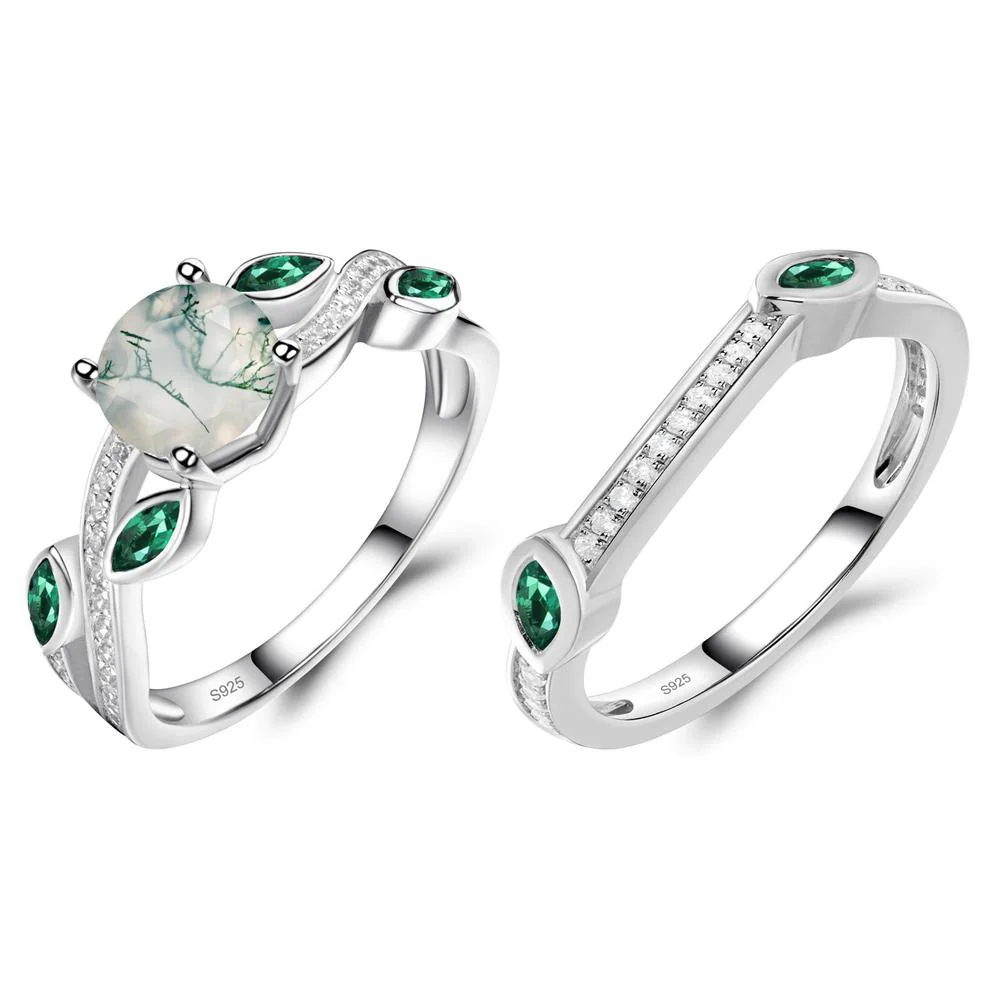 Moss Agate Twisted Leaf Engagement Ring - Image 27