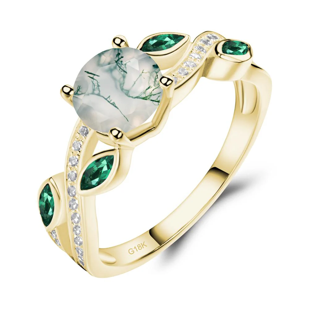 Moss Agate Twisted Leaf Engagement Ring - Image 3