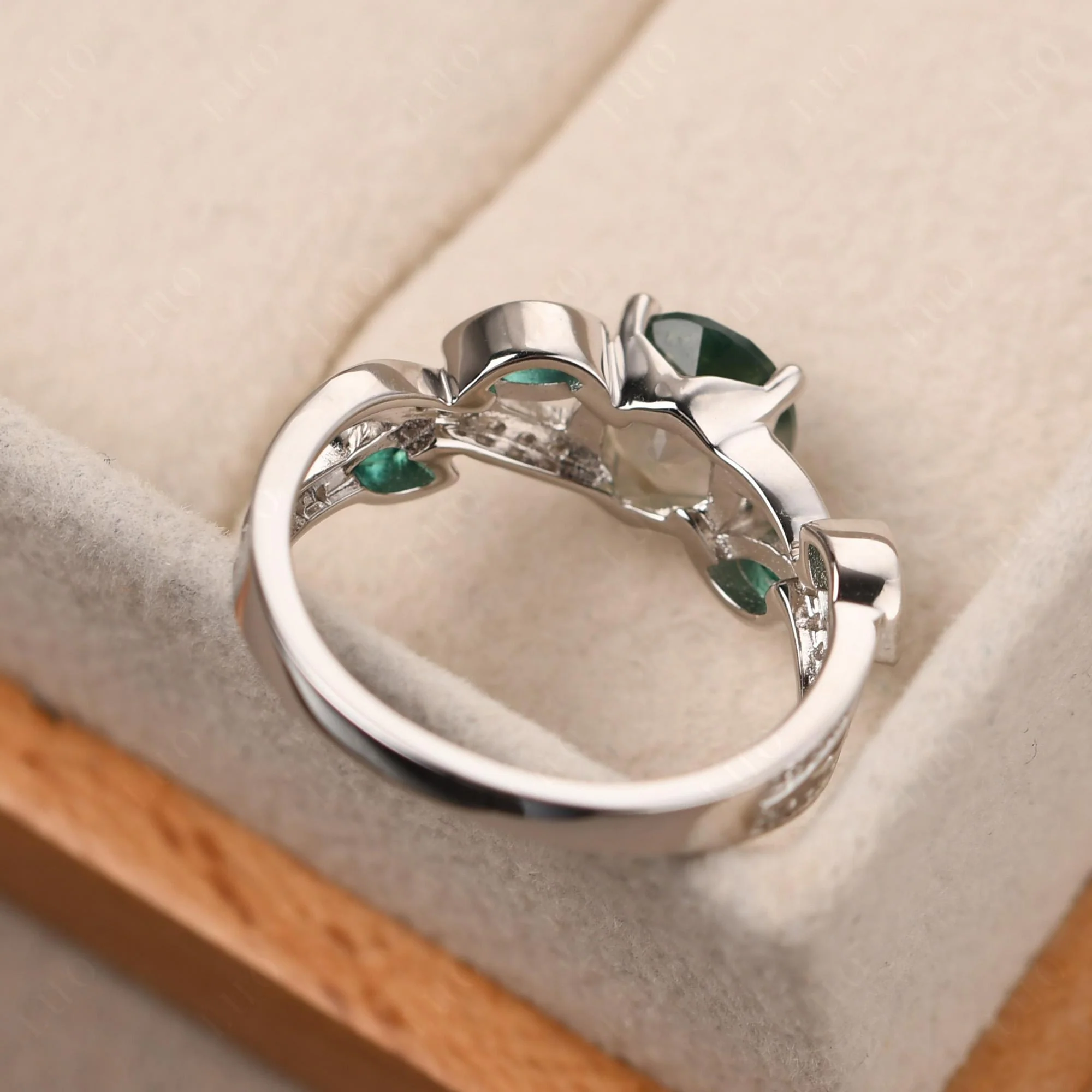 Moss Agate Twisted Leaf Engagement Ring - Image 31