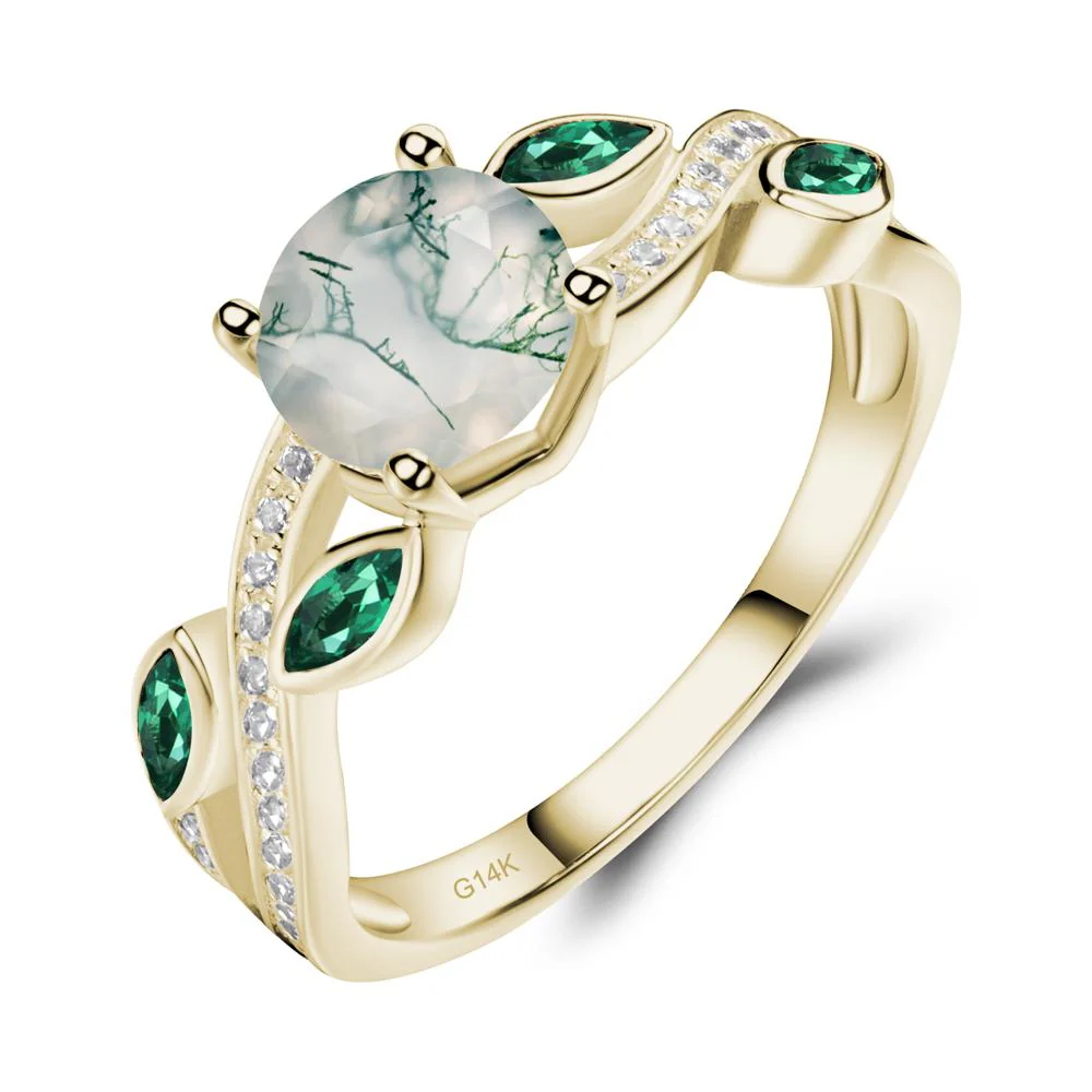 Moss Agate Twisted Leaf Engagement Ring - Image 5